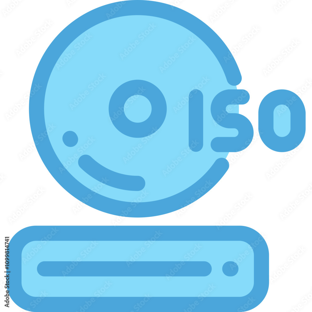 Symbol representing ISO file format with a stylized disc and storage ...