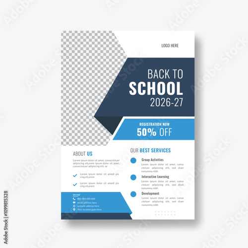 Modern school education admission flyer poster layout template