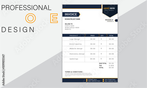  Minimal Corporate Professional Business Invoice  design business stationery design payment agreement design template