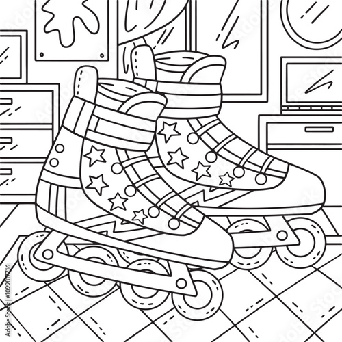 Inline Skates for Boy Coloring Page for Kids