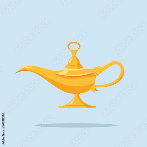 magic golden lamp, oil lamp illustration from middle east, suitable for poster and web icon