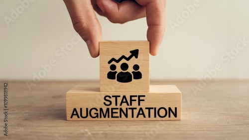 The image depicts the concept of staff augmentation showcasing the importance of building a strong and capable workforce to drive organizational growth and success