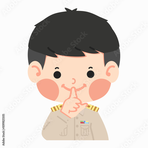 Thai man teacher in government making a gesture of silence