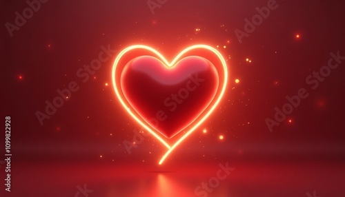Glowing heart shape with sparkling effects representing love and romance in a modern design