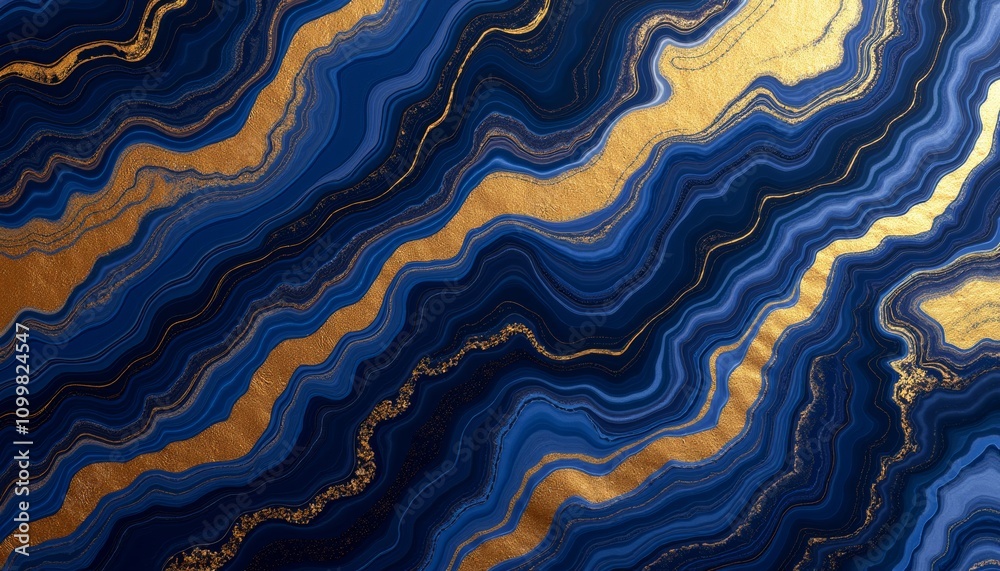 Fototapeta premium Luxurious marble background with deep blue and shimmering gold for elegant design inspiration