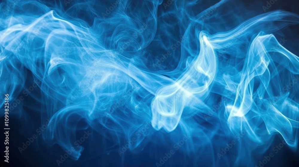 Obraz premium Swirling Smoke. Abstract Artistic Blue Smoke Movement in Dark Atmosphere