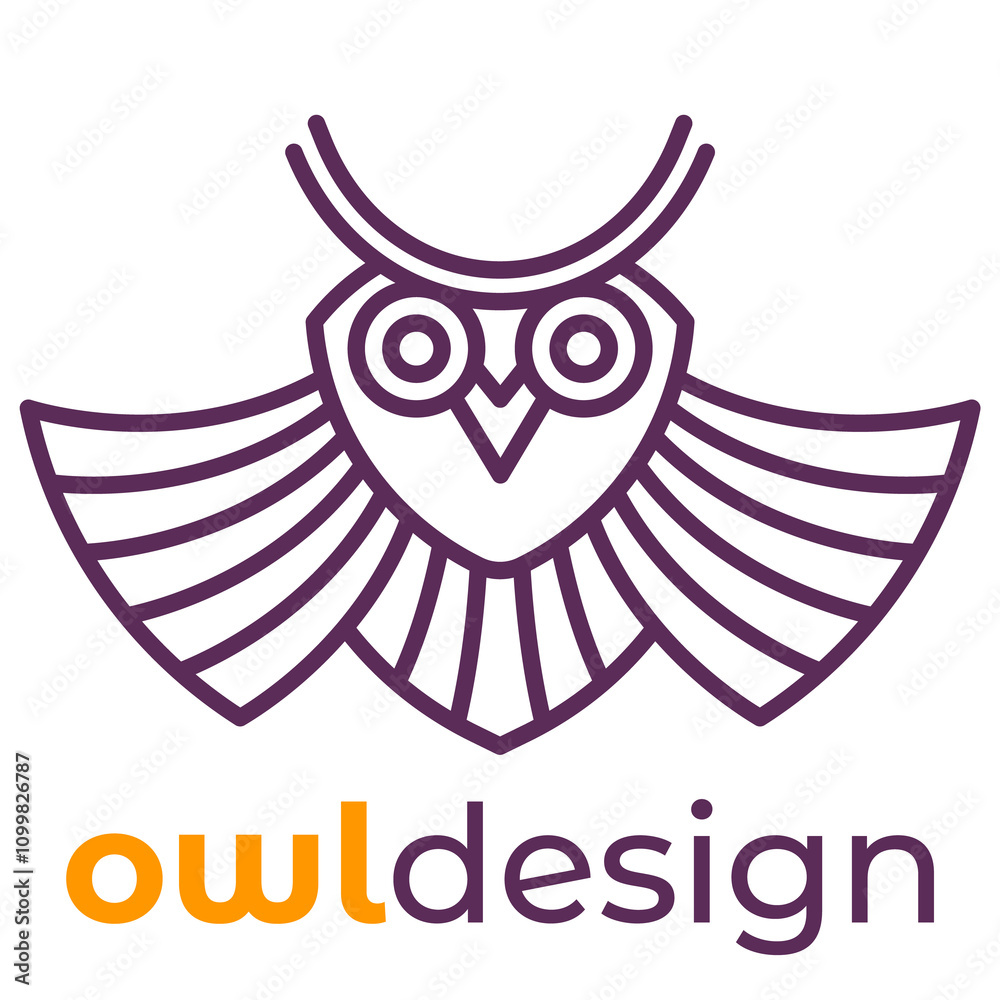 Fototapeta premium owl logo in line design
