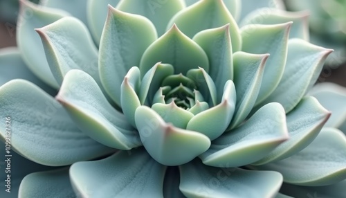 Close-up of a beautiful succulent with layered leaves on a blurred background for nature photography photo