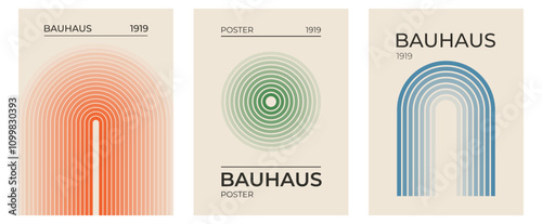 Set of trendy modern abstract geometric retro vector posters with circle, square line shape. Minimalistic print for wall art decoration, postcard or brochure cover design in retro style art