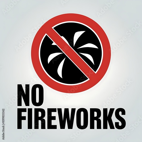 Prohibition Sign No Fireworks Allowed, Safety First, Red Circle Symbol