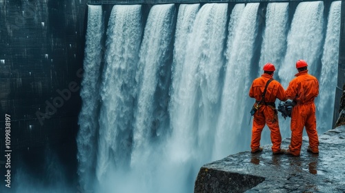 Workers Inspecting Hydroelectric Dam Control System