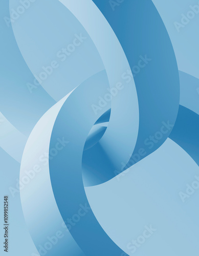 3D rendering of abstract Interlocked rings over blue background photo