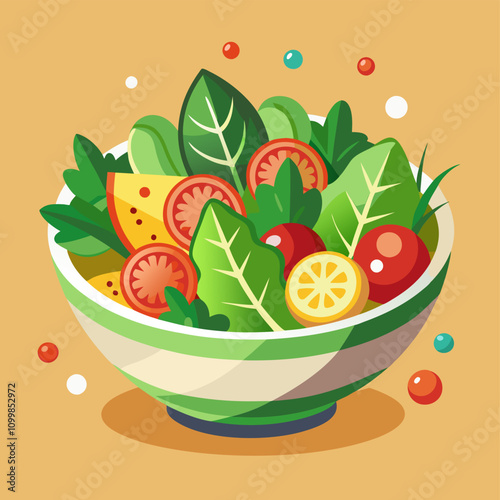 vector image of a colorful appetizing salad