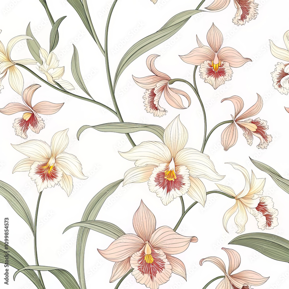 Fototapeta premium Graceful Dance: Oncidium Orchid Pattern