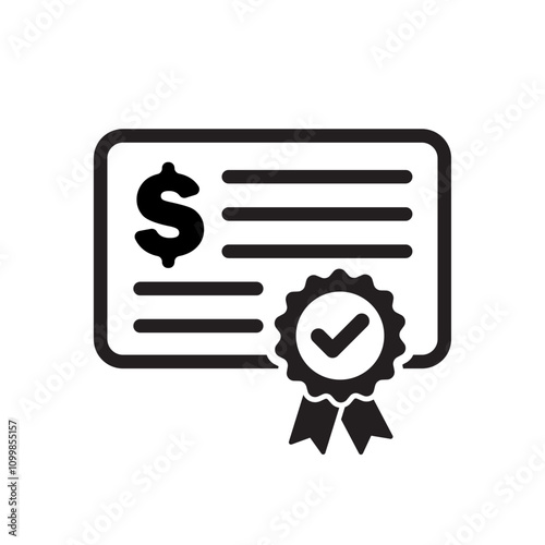 Bonus icon with check document and badge symbol for reward or incentive