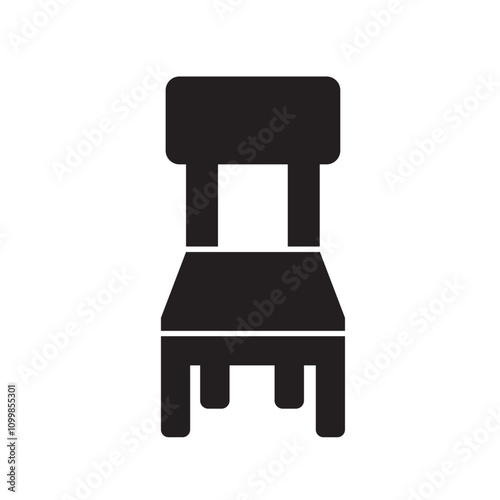 Kids chair icon with front view showing small seat and backrest for children