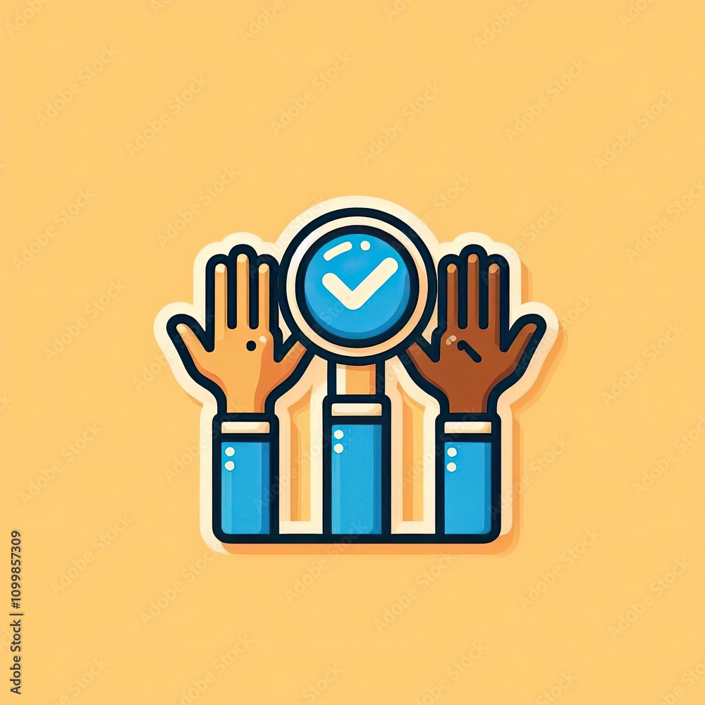 Obraz premium hand up icon illustration sticker, ai