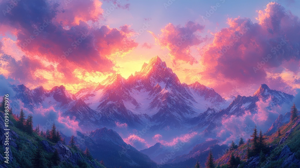 Obraz premium sunset in the mountains