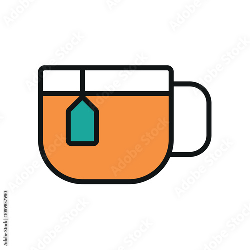 Tea mug icon features a warm and inviting design, perfect for representing cozy tea shops, morning rituals, or relaxing beverages