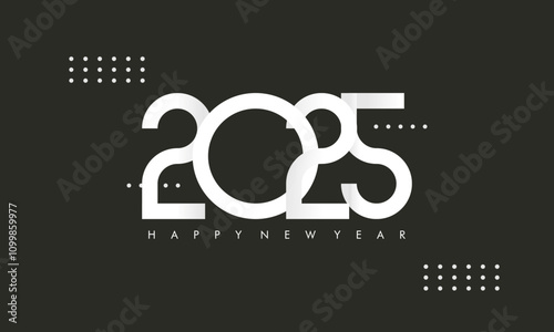 Flat Design Trendy Concept of Happy New Year 2025. New Year Celebration Design Template for Cover, Banner, Background, and Wallpaper