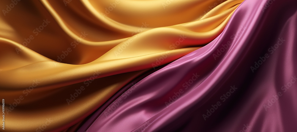 Obraz premium glowing waves of gold and purple cloth background, fabric, luxurious 10
