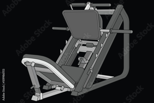 Leg press machine illustration. Fitness, cardio, and muscle building machines, equipments set at gym. Workout and training concept