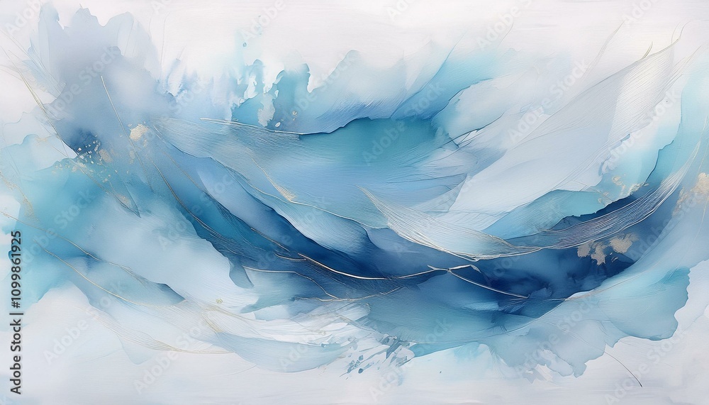Obraz premium 優美な青色の絵の具の抽象画