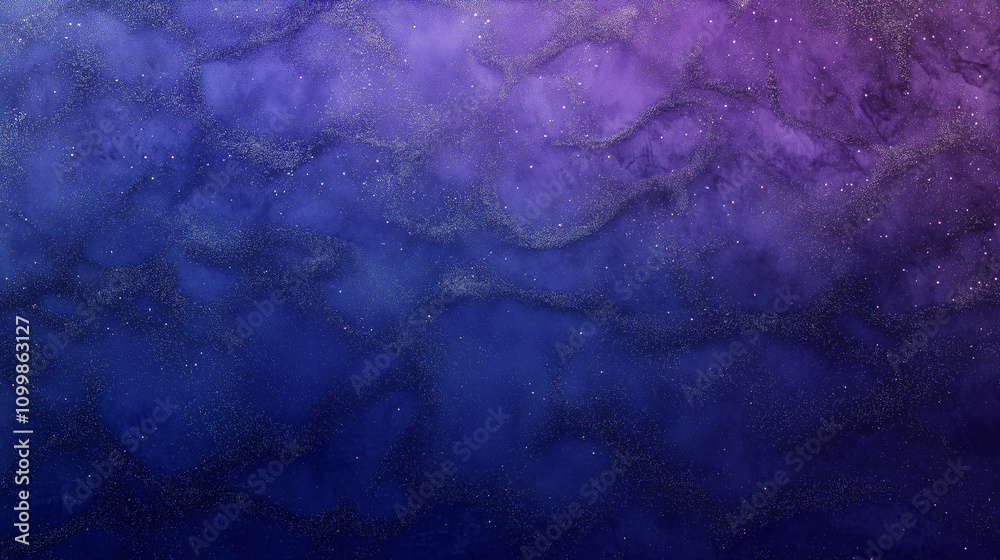 Fototapeta premium Starry Night Watercolor Background - Deep Blue and Purple Cosmic Galaxy Sky with Sparkling Stars, Nebula, and Fantasy Space Texture