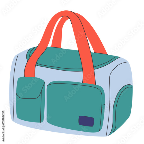 Sport bag for carrying workout, training accessories. Athletic duffel. Fitness, gym duffle with handles.