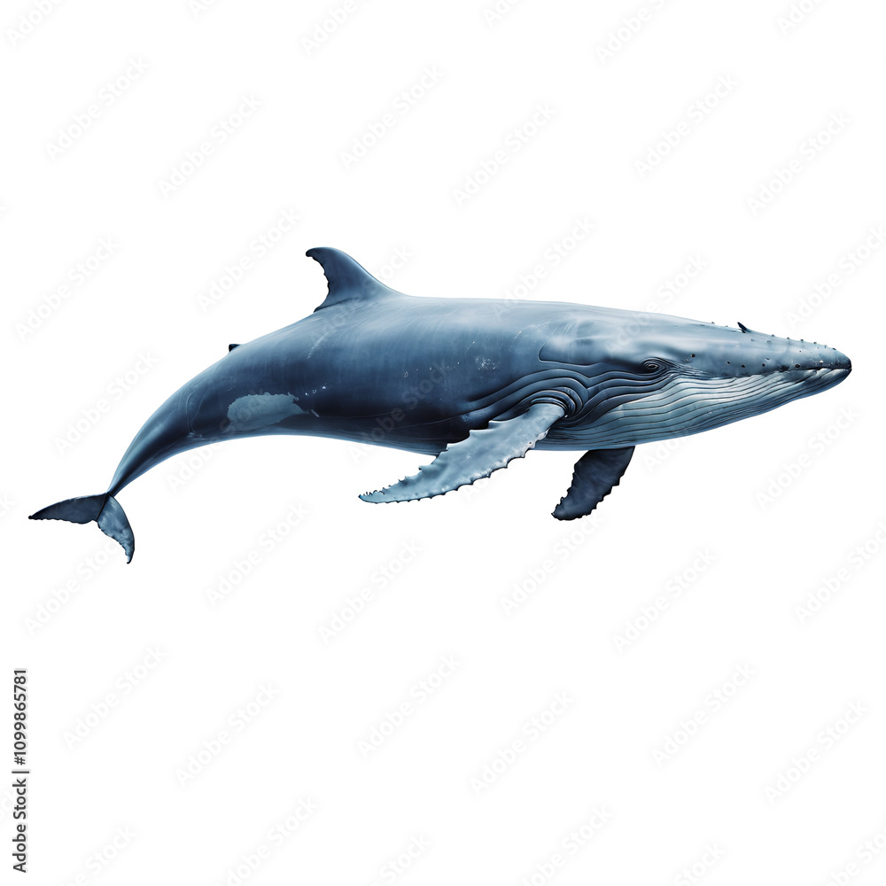 Obraz premium blue whale on white background