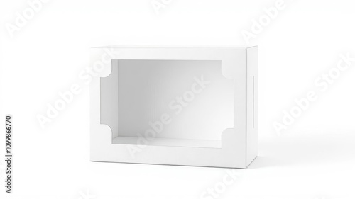 White clear folding carton box with diecut window for product packaging, template, clear, mockup