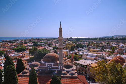 The Ibrahim Pasha Mosque in Rhodes, from above photo