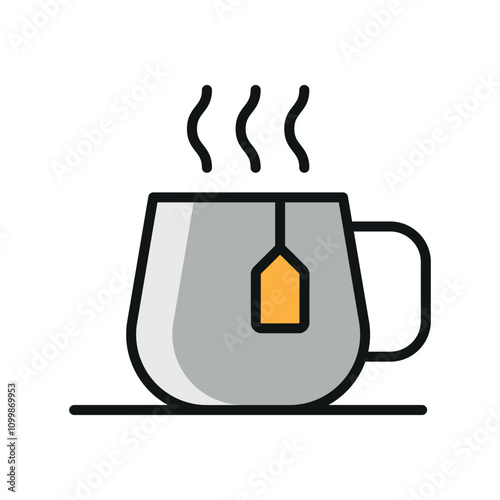 Tea mug icon features a warm and inviting design, perfect for representing cozy tea shops, morning rituals, or relaxing beverages