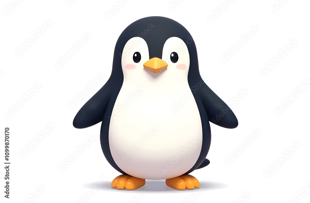 Obraz premium Cartoon penguin on a white background.