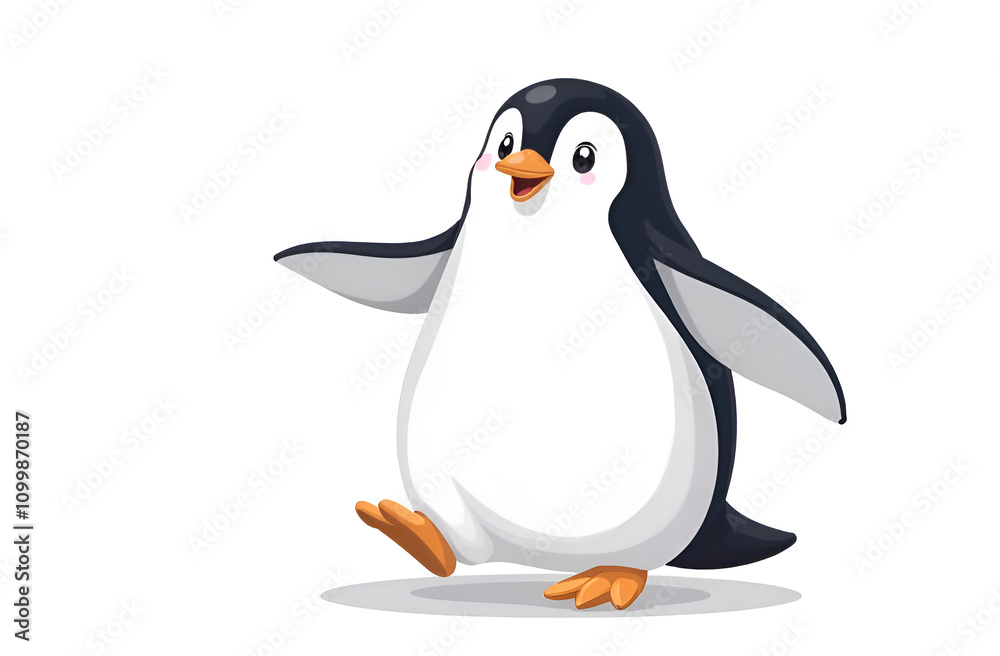 Fototapeta premium Cartoon penguin on a white background.