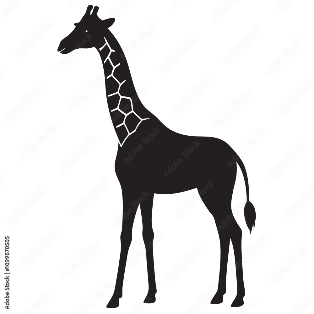 Fototapeta premium A giraffe black and white linocut vector