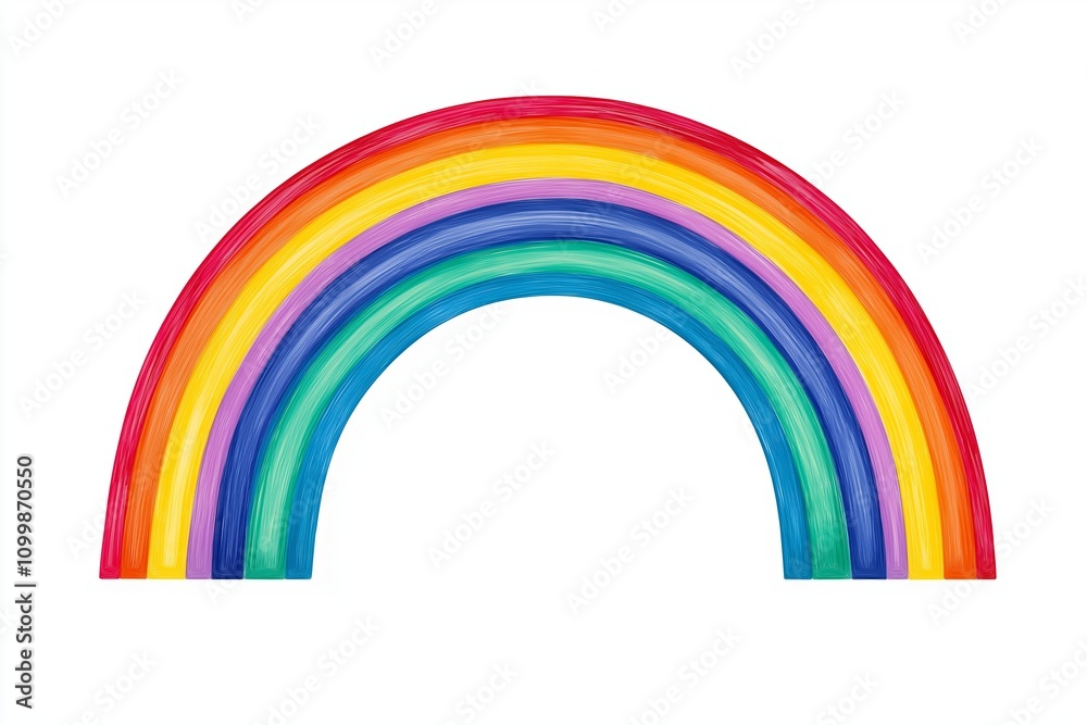 Fototapeta premium A striking rainbow painted over a bright white canvas evokes joy and creativity.