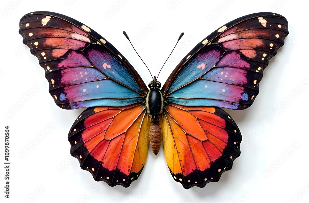 Obraz premium beautiful multicolored butterfly on a white background