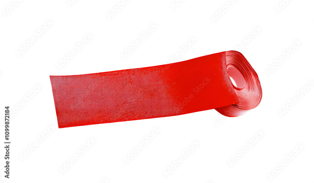 Obraz premium A piece of general purpose vinyl red tape isolated on white