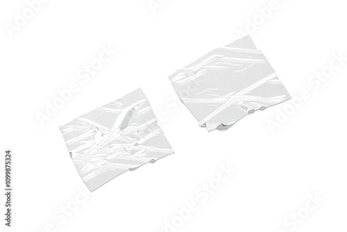 Blank silver square adhesive duct tape mockup, side view photo