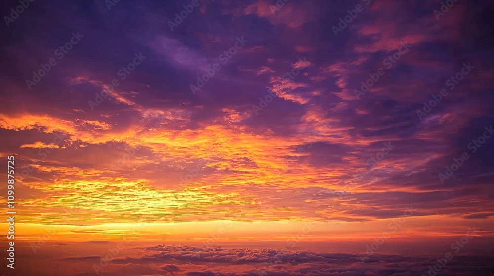 Fototapeta premium Vibrant sunset sky with dramatic cloudscape.
