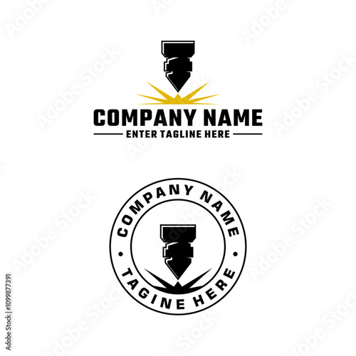 Laser Cutting logo design, laser cutting vector, vintage laser cutting