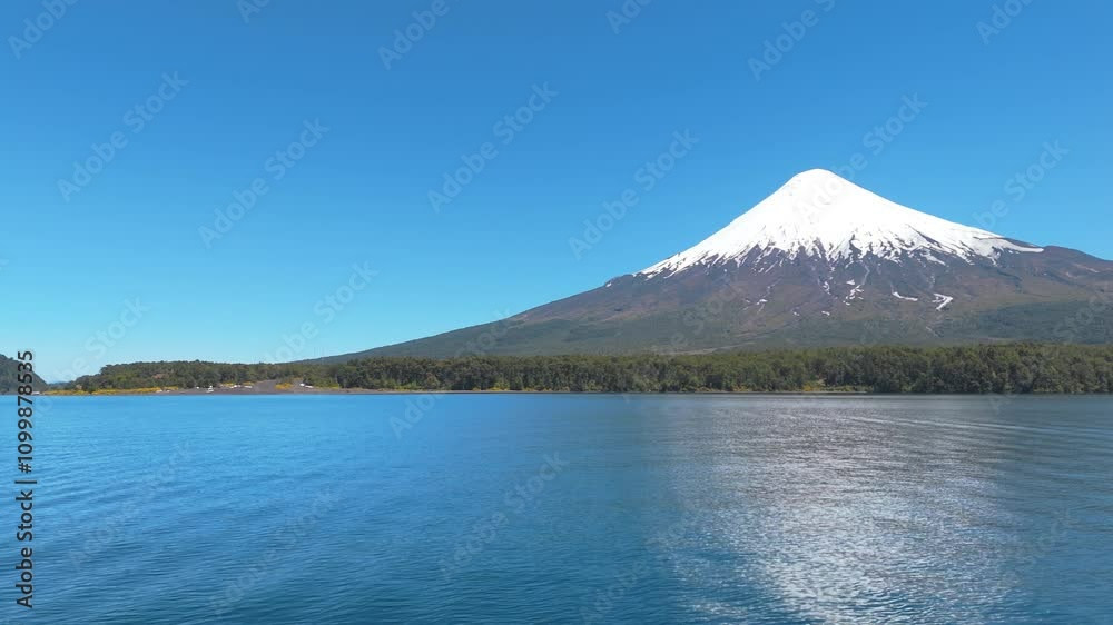 Aerial View of Osorno Volcano at Todos Los Santos Lake