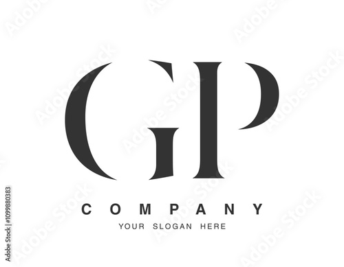 GP logo design. Initial letter g and p serif font style. Creative classic company name typography. Trendy logotype or identity.
