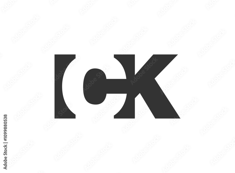 Fototapeta premium ICK bold and unique editable font logo for tech startups, consulting, corporate branding. Perfect for headlines, visual identity, cyberspace, leadership, unity, innovative ideas