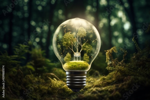 Transavanguardia Blend: Electric Bulb in Lush Forest