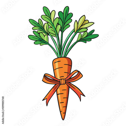 carrot bouquet, hand-drawn, tied ribbon, no background, easter decoration, spring theme, creativity, nature, whimsy, simplicity