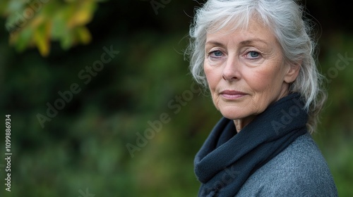 Close-Up Portrait of a Senior Woman with Smooth Skin and Grace