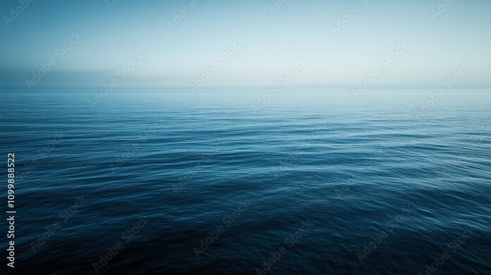 Tranquil Ocean Surface Under Gentle Blue Skies at Dusk Tranquil Ocean Surface Under Gentle Blue Skies at Dusk