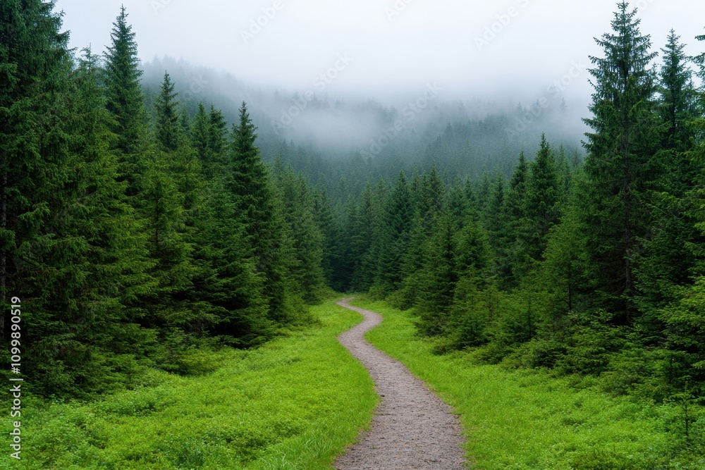 Fototapeta premium Serene Landscape of Black Forest with Dense Woods and Winding Path